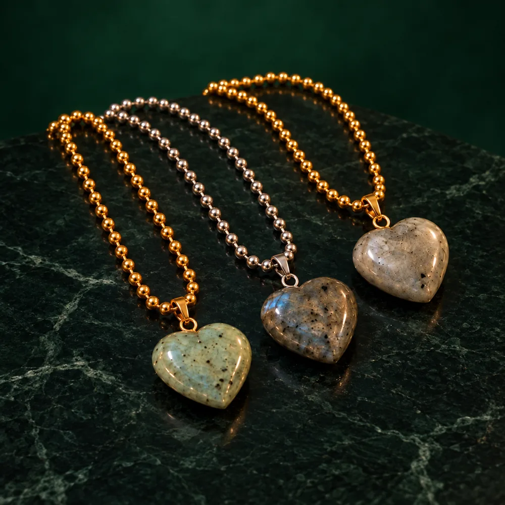 Labradorite Heart Necklaces